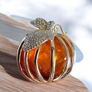 Vintage NAPIER Pumpkin Jelly Belly Brooch – Signed